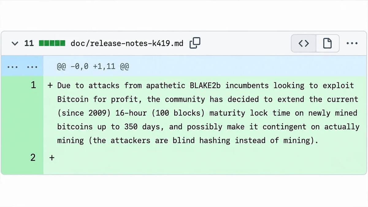 Разработчики Bitcoin BLAKE2b предложили блокировать награду майнерам на 45 дней