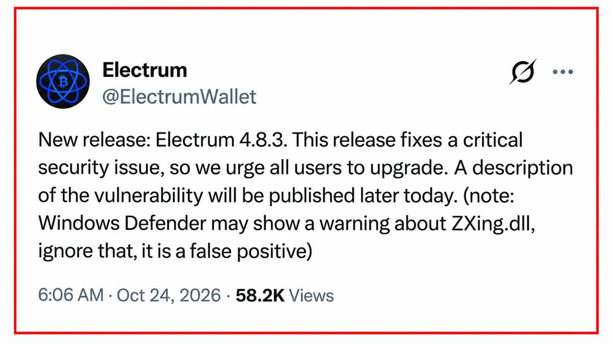 Electrum выпустил 4.8.3 после кражи биткоинов через подмену транзакций
