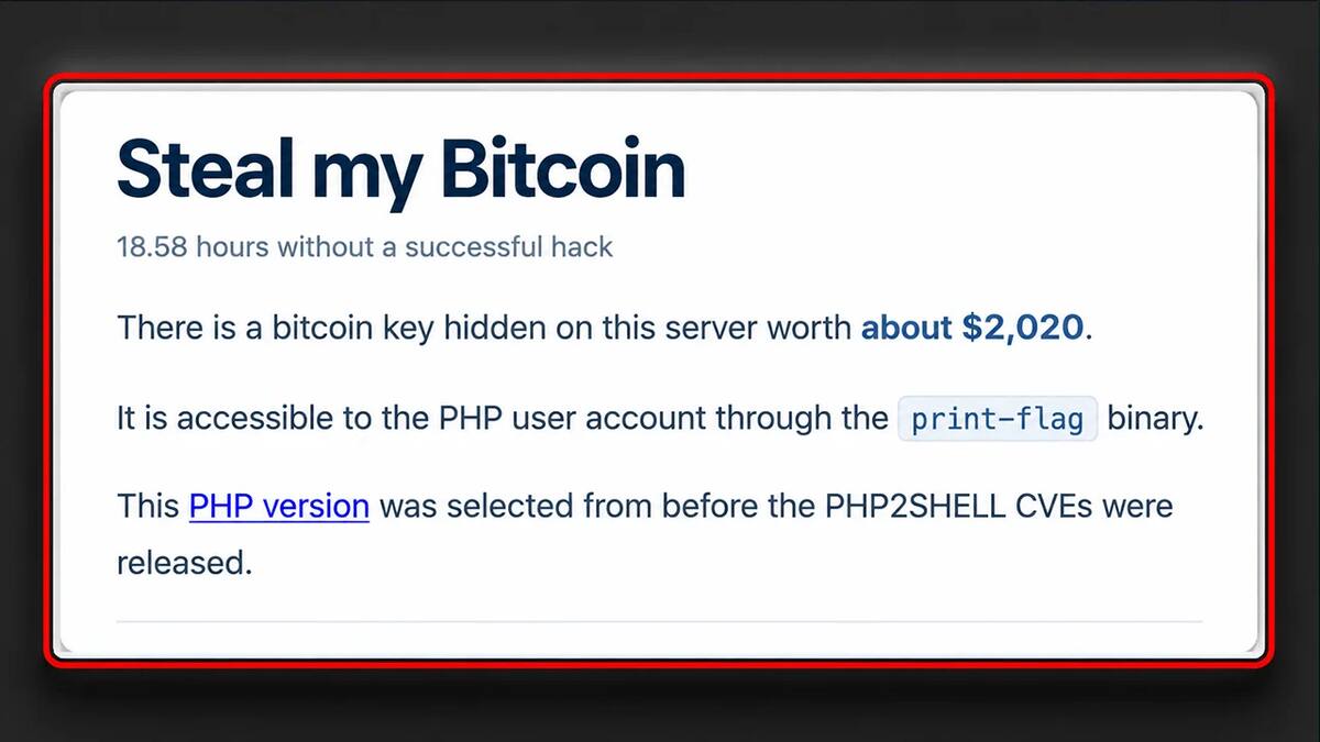 Кошелёк конкурса Steal My Bitcoin с призом 2000 долларов остался нетронутым за 17 часов