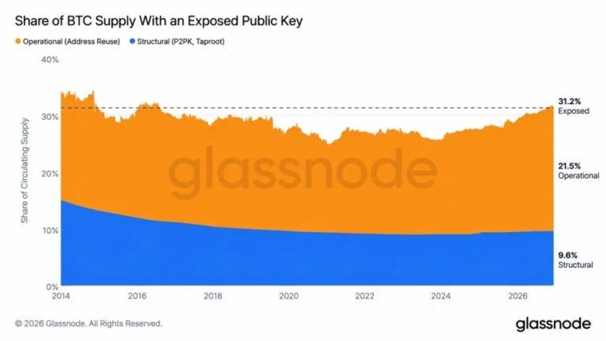 Glassnode: 6,26 млн BTC лежат на адресах с раскрытым открытым ключом